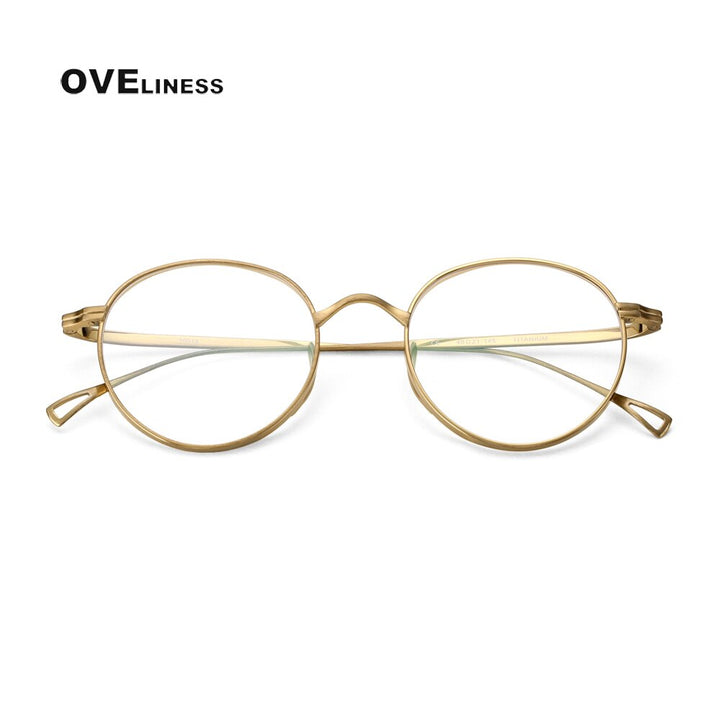 Oveliness Unisex Full Rim Round Titanium Eyeglasses 10518 Full Rim Oveliness Gold  