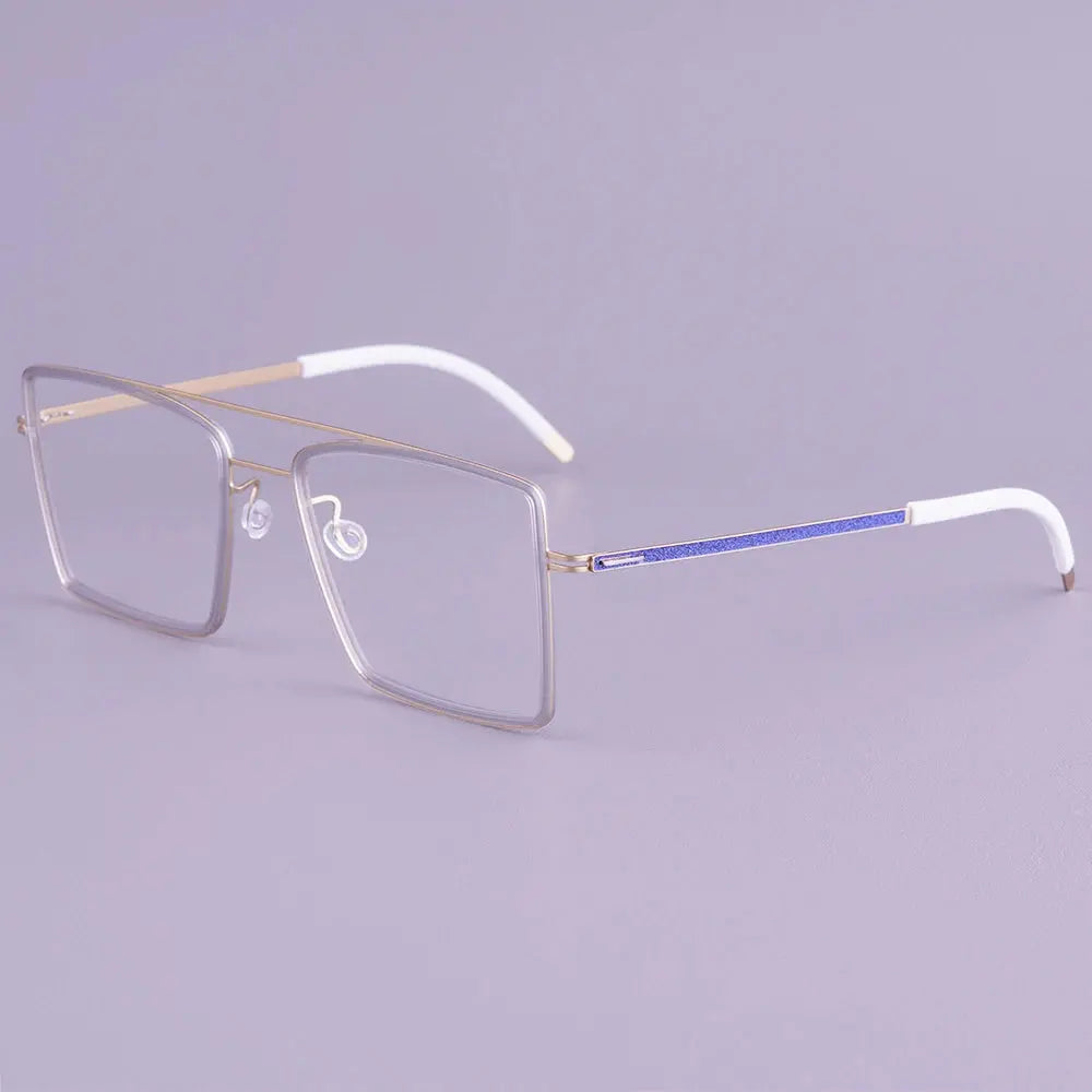 Bobbie 476456 Men’s Full Rim Square Double Bridge Titanium Frames FuzWeb