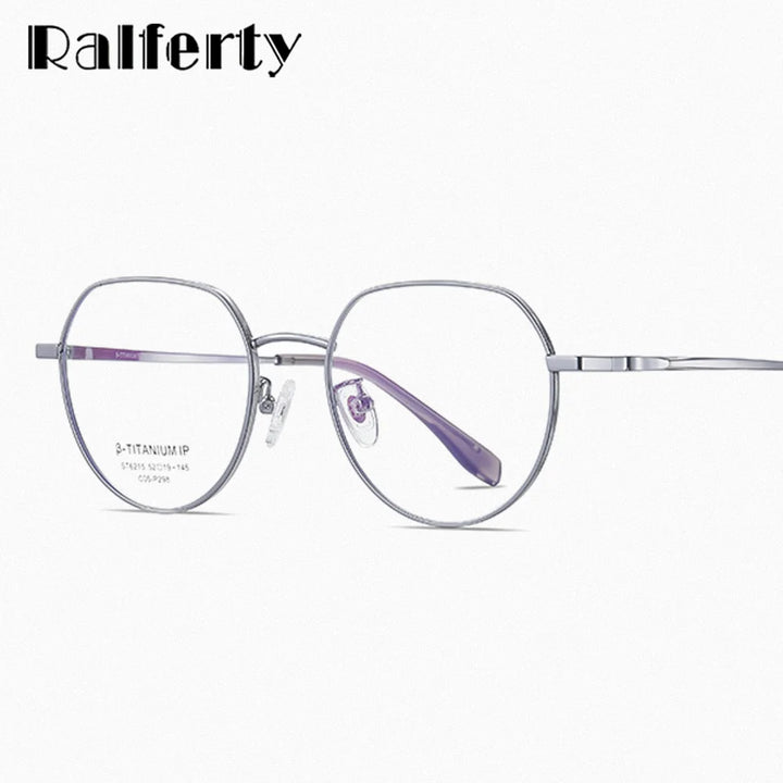 Ralferty Women's Full Rim Flat Top Oval Titanium Eyeglasses R6215 Full Rim Ralferty   