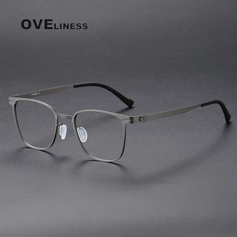 Oveliness Women's Full Rim Square Screwless Titanium Eyeglasses 80997 Full Rim Oveliness gun