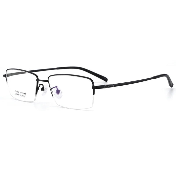 Brightzone Unisex Semi Rim Square Titanium Eyegasses 71457 Semi Rim Brightzone Black