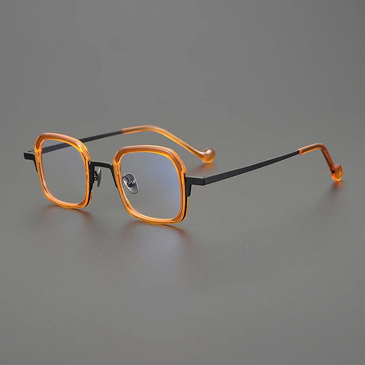 Gatenac Unisex Full Rim Square Titanium Acetate Eyeglasses G1530 Full Rim Gatenac Orange  