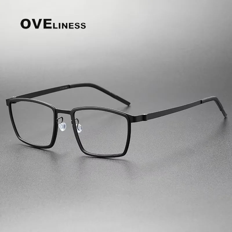 Oveliness Unisex Full Rim Square Titanium Eyeglasses 9711 Full Rim Oveliness black  