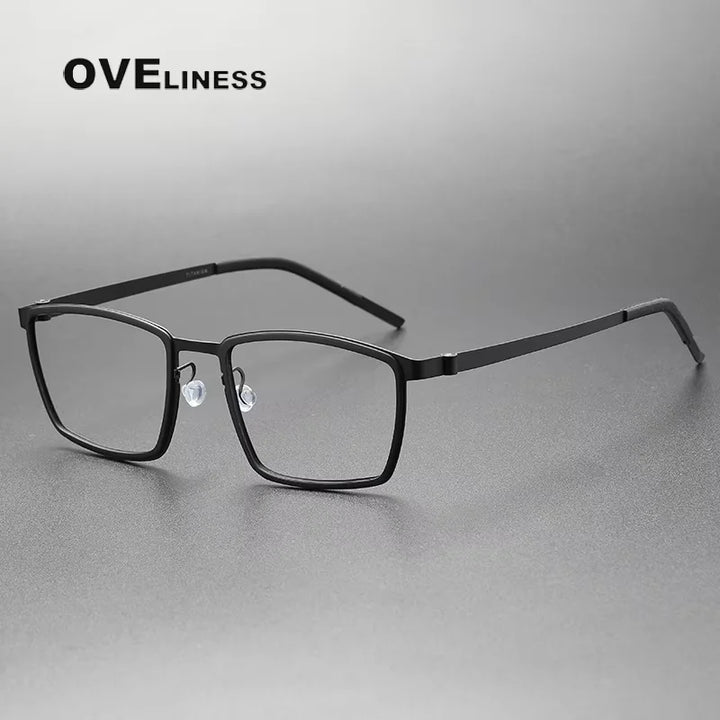 Oveliness Unisex Full Rim Square Titanium Eyeglasses 9711 Full Rim Oveliness black  