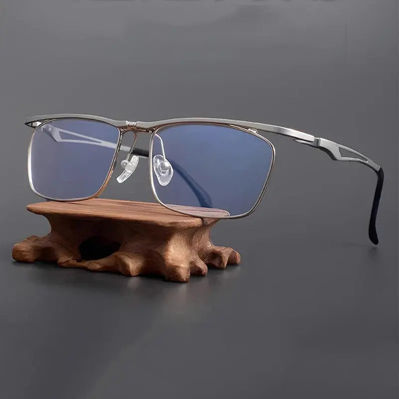 Hdcrafter Unisex Semi-Rimless Square Alloy Frames 300500 FuzWeb