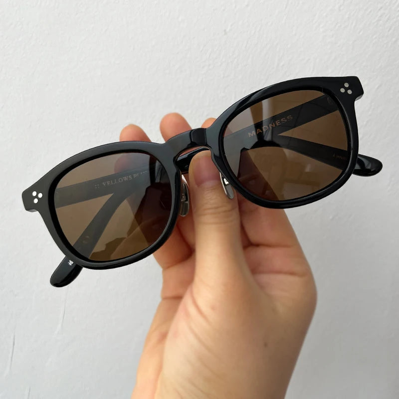 Black Mask Unisex Full Rim Acetate Square Polarized Sunglasses 14649 Sunglasses Black Mask Black-Brown Black 