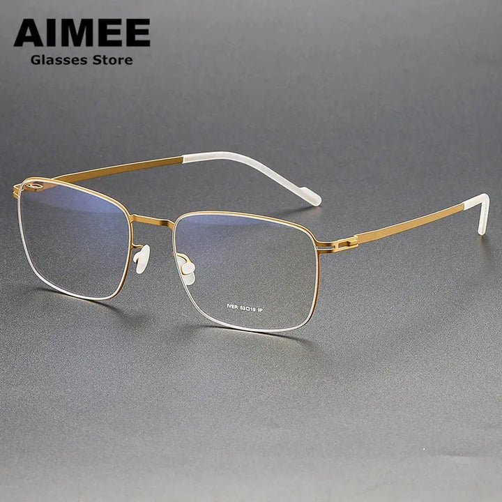 Aimee Women's Full Rim Square Stainless Steel Eyeglasses 9225 Full Rim Aimee Golden  