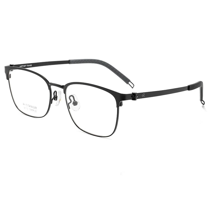 Bclear Unisex Full Rim Square Titanium Eyeglasses A113 Full Rim Bclear black  