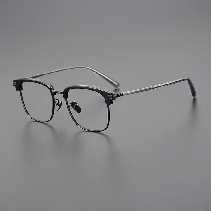 Gatenac Men's Full Rim Square Acetate Titanium Eyeglasses Gxyj1044 Full Rim Gatenac   