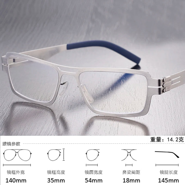 Black Mask Unisex Full Rim Square Screwless Steel Eyeglasses 35140