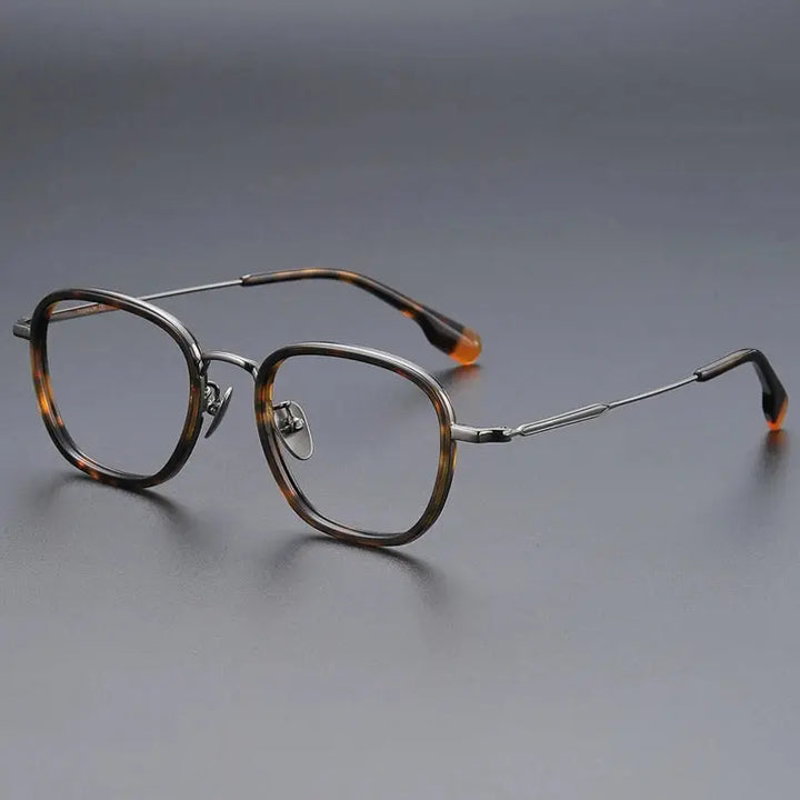 Gatenac Unisex Full Rim Oval Square Acetate Titanium Eyeglasses 787809 FuzWeb