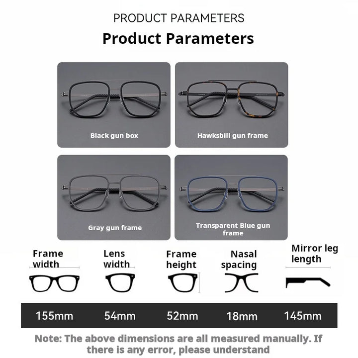 Momoja Unisex Full Rim Oval Double Bridge Acetate Titanium Eyeglasses 698012