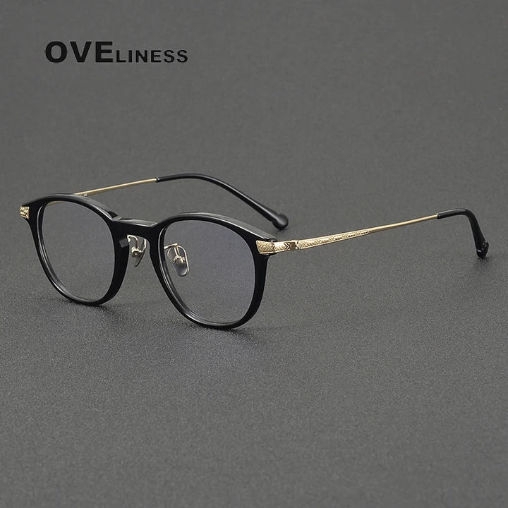 Oveliness Women's Full Rim Oval Round Acetate Titanium Eyeglasses 64401