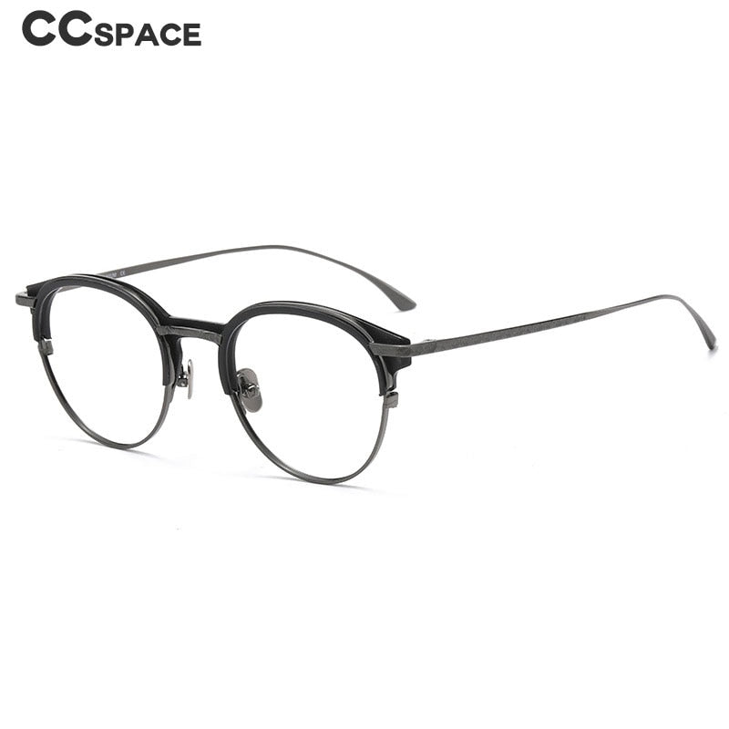 CCspace Unisex Full Rim Round Square Titanium Acetate Eyeglasses 55928 Full Rim CCspace   