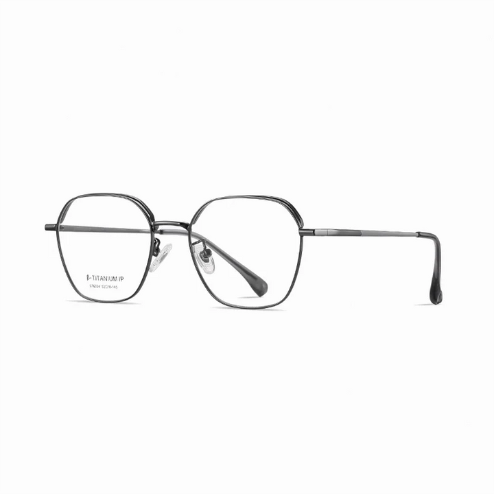 Ralferty Unisex Full Rim Polygon Titanium Eyeglasses R6224 Full Rim Ralferty C3 Gun CHINA 