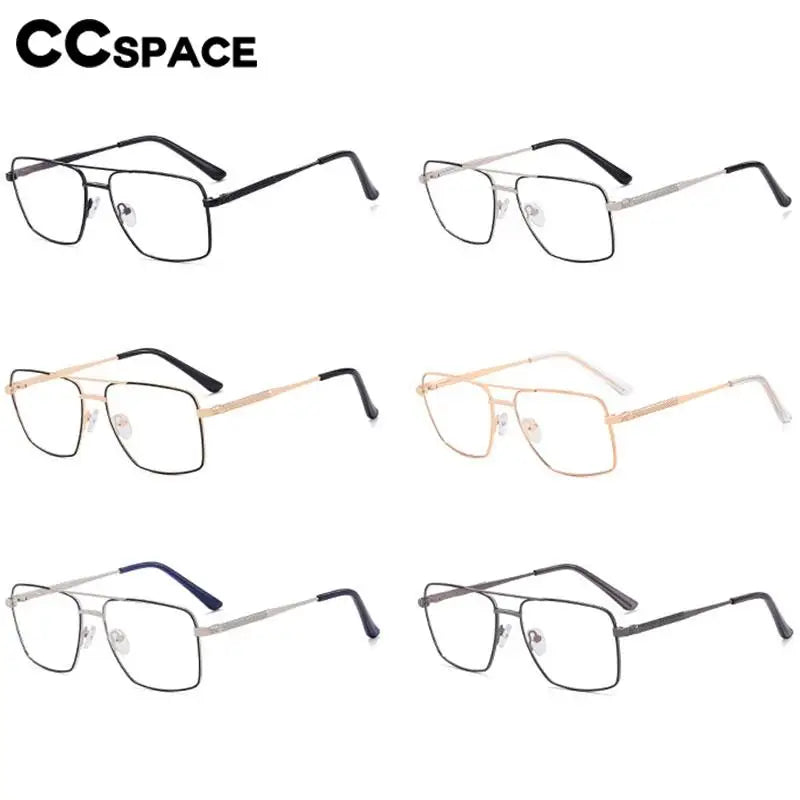CCSpace Unisex Full Rim Square Double Bridge Alloy Eyeglasses 57288 Full Rim CCspace   