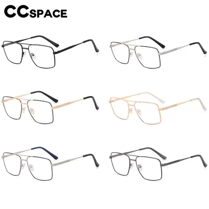 CCSpace Unisex Full Rim Square Double Bridge Alloy Eyeglasses 57288 Full Rim CCspace   