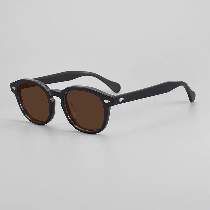 Black Mask Unisex Full Rim Square Acetate Polarized Sunglasses 3846 Sunglasses Black Mask Black-Brown As Shown 