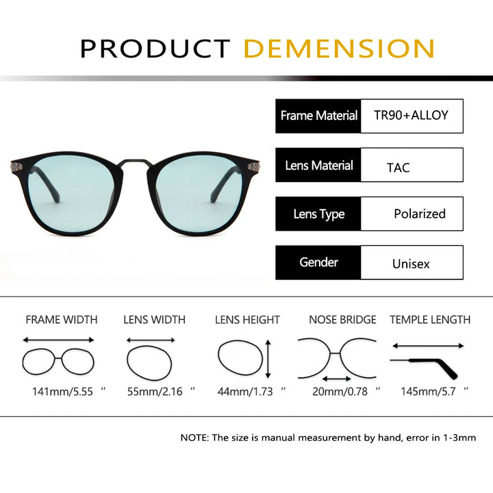 Esnbie Unisex Full Rim Oval Square Tr 90 Alloy Sunglasses 242061