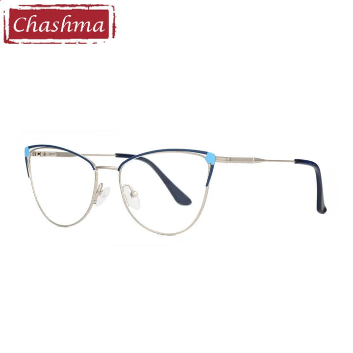 Chashma Women's Full Rim Square Cat Eye Steel Eyeglasses 948546 Full Rim Chashma Blue