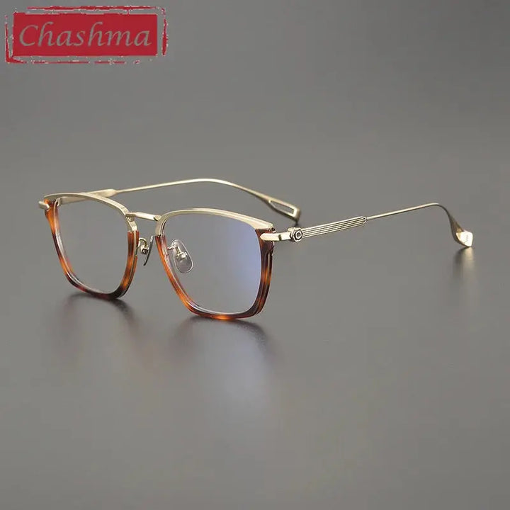 Chashma Ottica Unisex Full Rim Square Acetate Titanium Eyeglasses 240156 FuzWeb