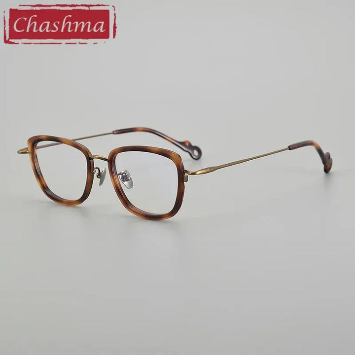 Chashma Ottica Unisex Full Rim Square Acetate Titanium Eyeglasses 775965 FuzWeb