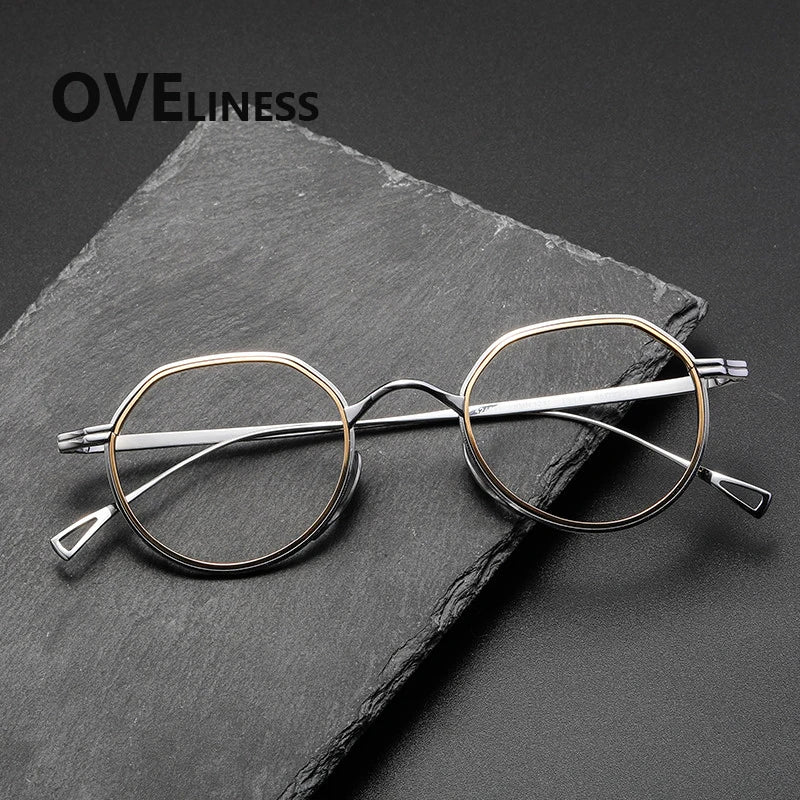 Oveliness Women's Full Rim Flat Top Round Titanium Eyeglasses 62123