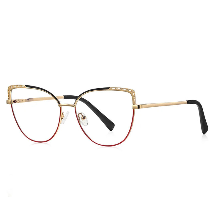 Laoyehui Women's Full Rim Square Cat Eye Alloy Reading Glasses 43112