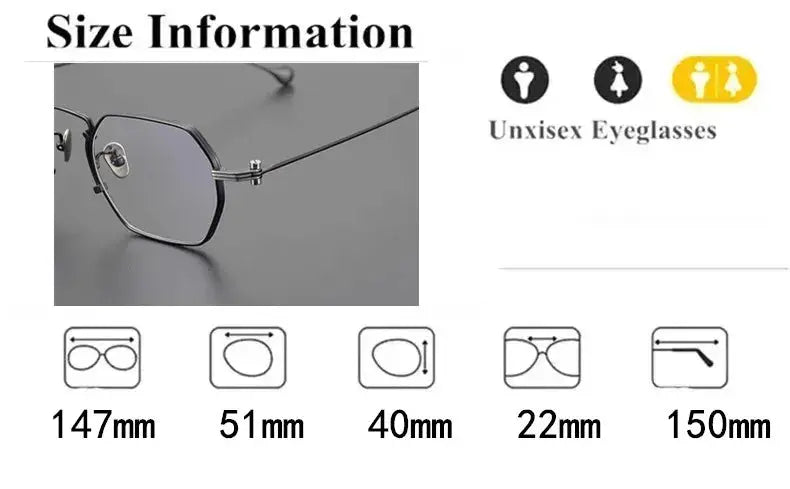 Aimee Unisex Full Rim Flat Top Polygon Titanium Eyeglasses 190069 FuzWeb