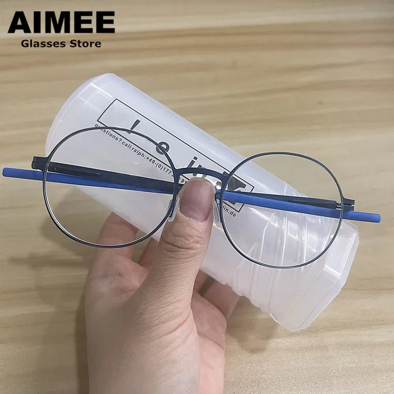 Aimee Women's Full Rim Round Square Screwless Steel Eyeglasses 202019