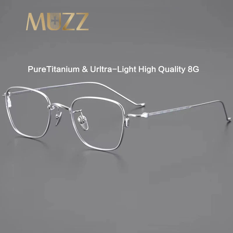 Muzz Unisex Full Rim Polygon Square Titanium Eyeglasses 44220 Full Rim Muzz   