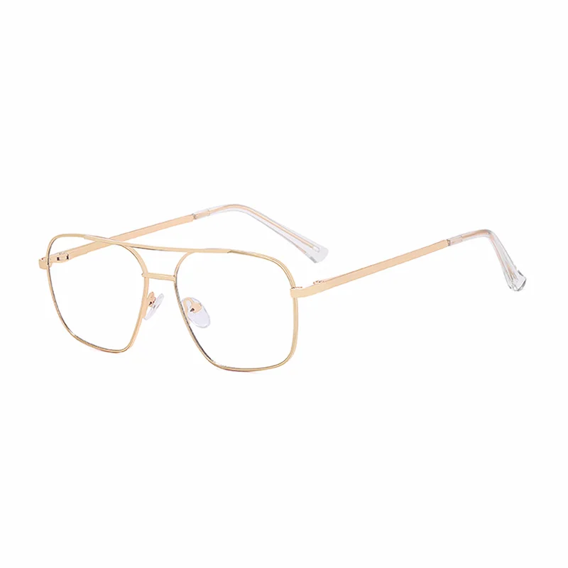 Ralferty Men's Full Rim Square Double Bridge Alloy Eyeglasses R91308 Full Rim Ralferty C5 Gold CN 