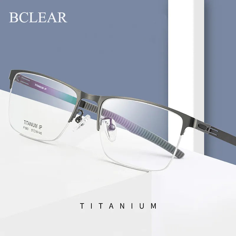 Bclear Unisex Semi Rim Square Titanium Eyeglasses Bsf1983 Semi Rim Bclear   