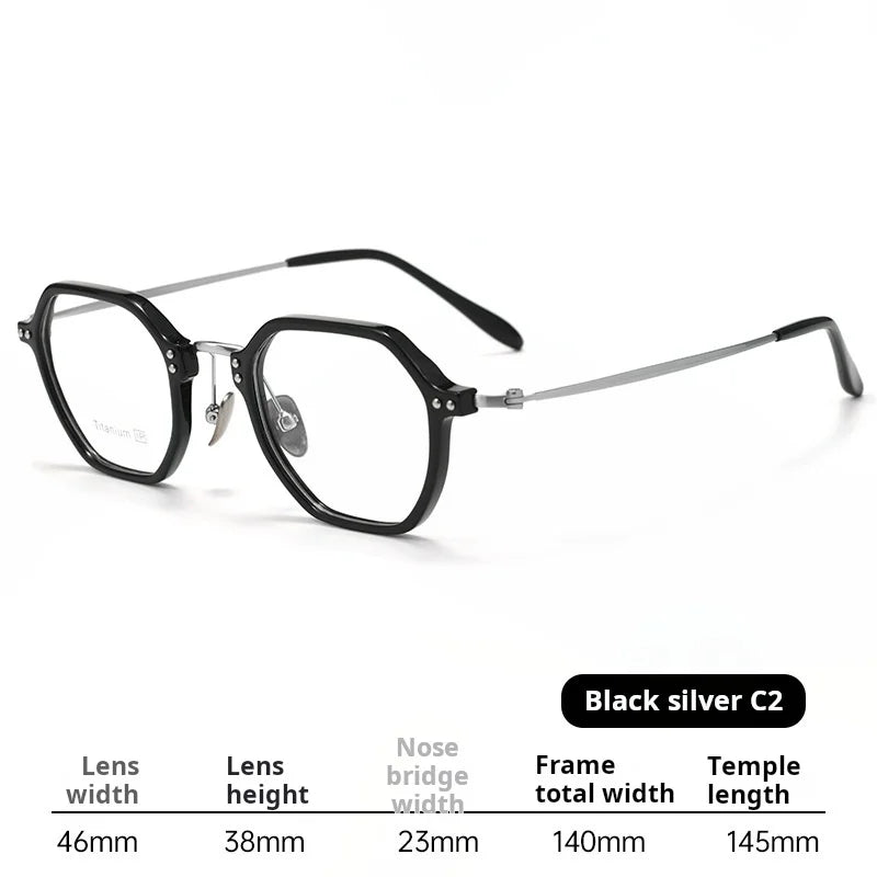 Xbora  Unisex Full Rim Flat Top Polygon Tr 90 Titanium Eyeglasses 518273