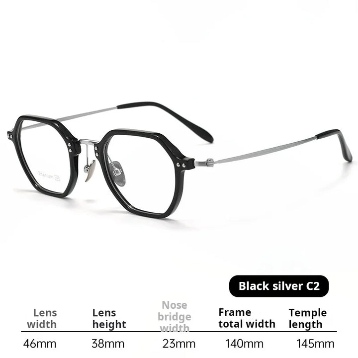 Xbora  Unisex Full Rim Flat Top Polygon Tr 90 Titanium Eyeglasses 518273