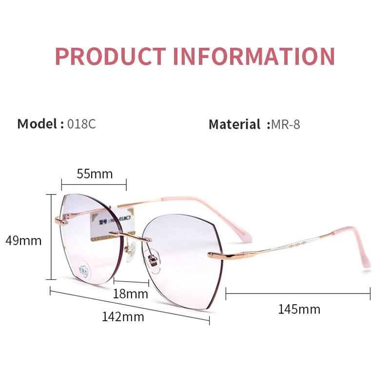 KatKani Women's Rimless Polygonal Titanium Eyeglasses 30183 Rimless KatKani Eyeglasses   