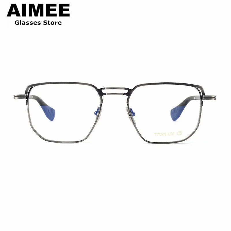 Aimee Unisex Full Rim Square Double Bridge Titanium Eyeglasses 4153 Full Rim Aimee   