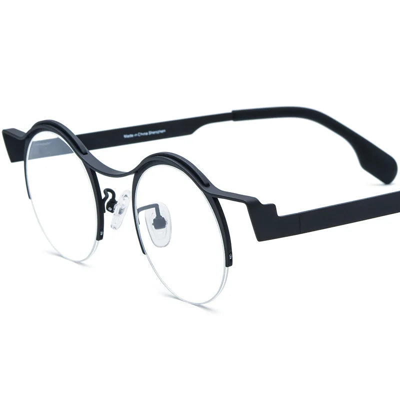 Nobler Women's Semi Rim Oval Round Titanium Eyeglasses 185837