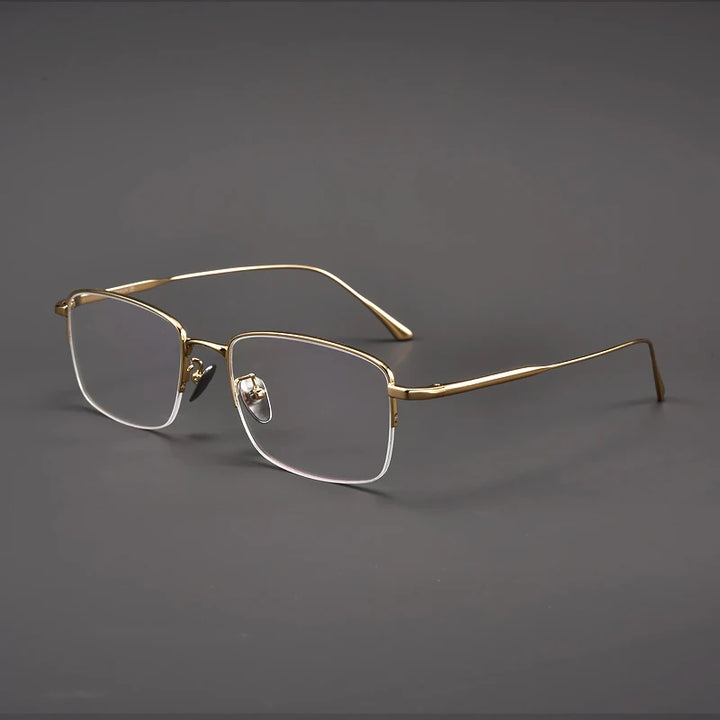 Muzz Unisex Semi Rim Square IP Titanium Eyeglasses 1907 Semi Rim Muzz Gold  
