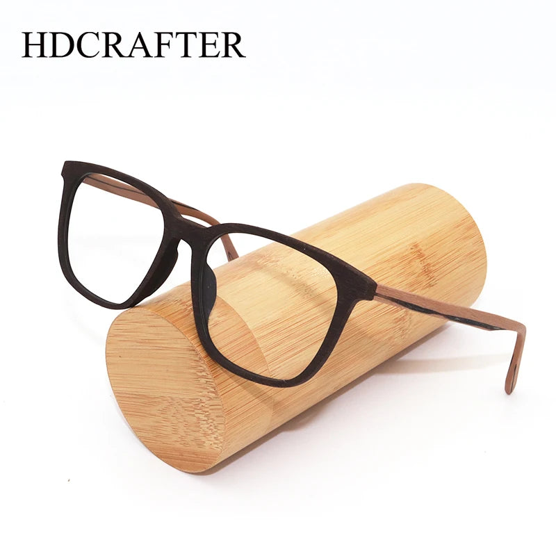 Hdcrafter Unisex Full Rim Square Oval Bamboo Wood Eyeglasses 48082