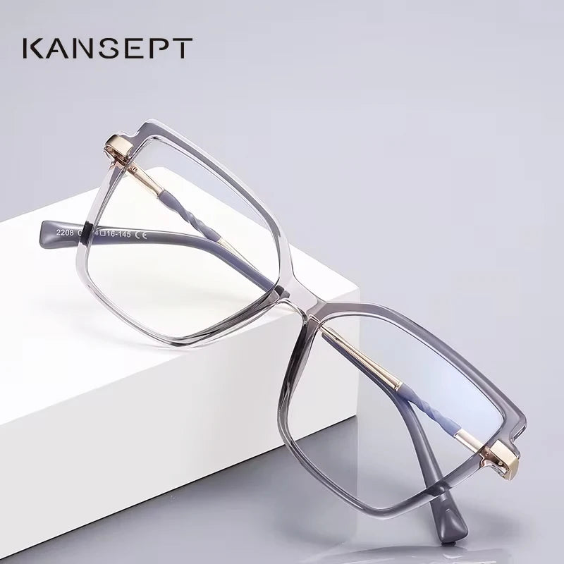 Kansept Women's Full Rim Square Cat Eye Tr 90 Alloy Reading Glasses 2208 Reading Glasses Kansept   