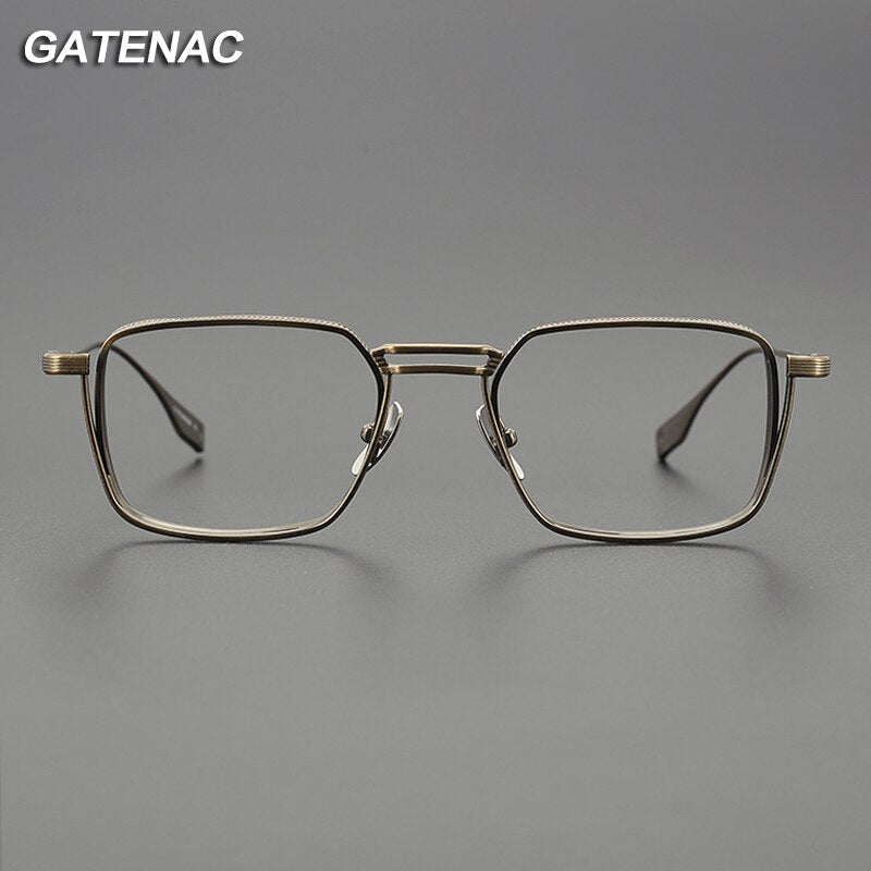 Gatenac Unisex Full Rim Square Double Bridge Titanium Eyeglasses Gxyj1114 Full Rim Gatenac   