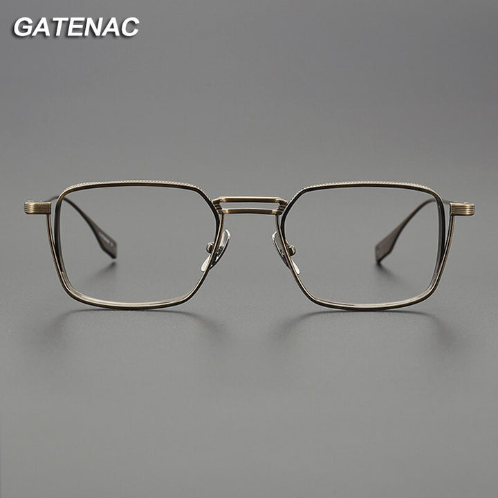 Gatenac Unisex Full Rim Square Double Bridge Titanium Eyeglasses Gxyj1114 Full Rim Gatenac   