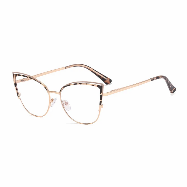 Ralferty Women's Full Rim Square Cat Eye Alloy Eyeglasses R8206 Full Rim Ralferty C4 Leopard CHINA 