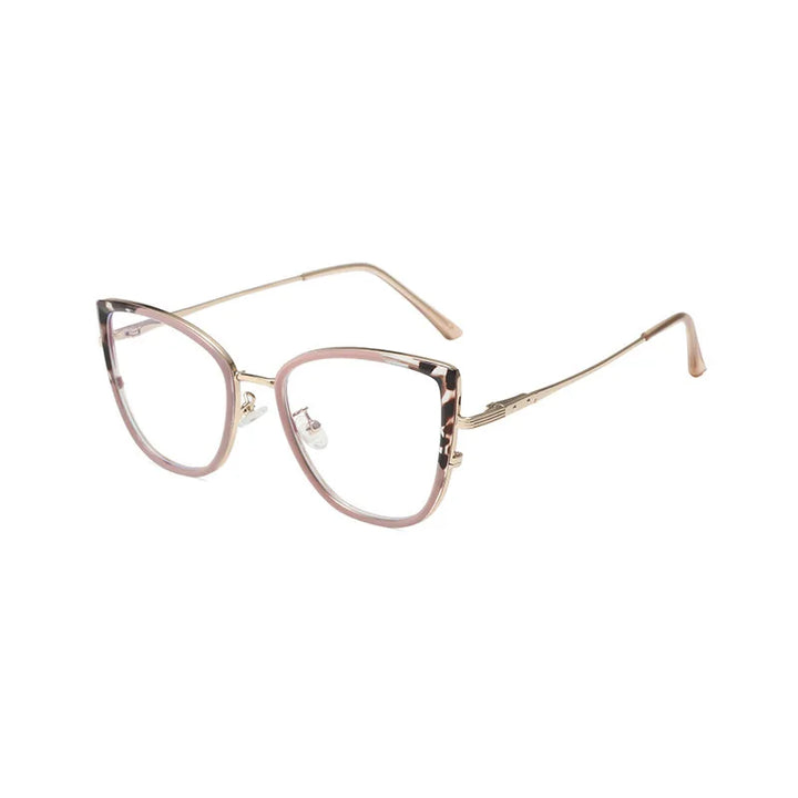 Yimaruili Women's Full Rim Square Cat Eye Tr 90 Alloy Eyeglasses Y3024 Full Rim Yimaruili Eyeglasses Pink Bean  