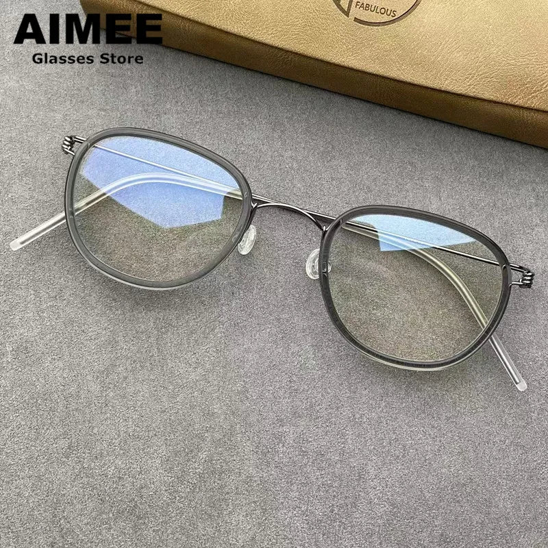 Aimee Unisex Full Rim Square Polygon Square Titanium Eyeglasses 369124
