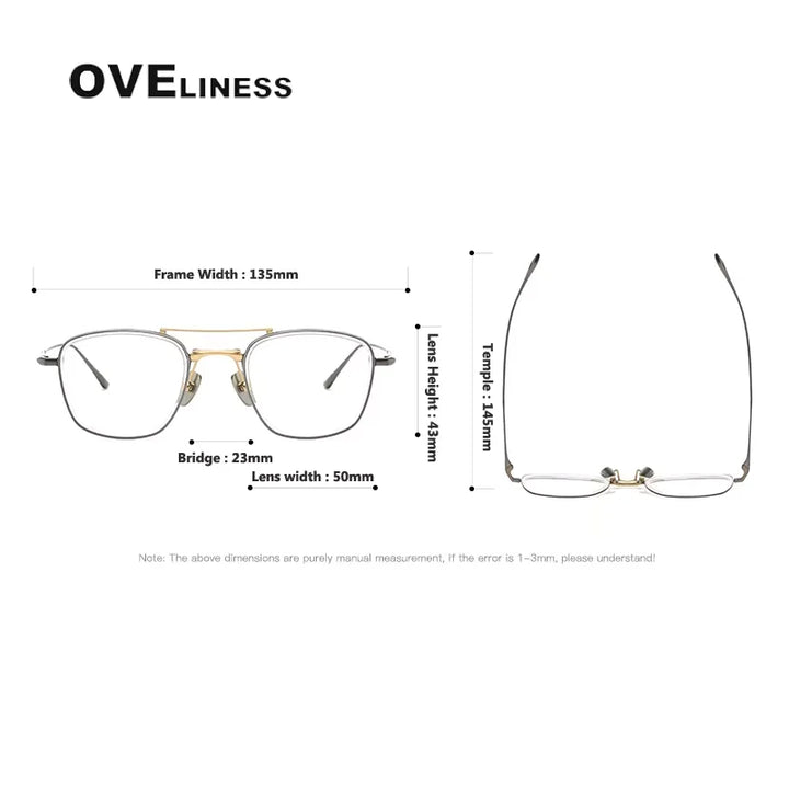 Oveliness Women's Full Rim Square Double Bridge Titanium Acetate Eyeglasses 13523 Full Rim Oveliness   