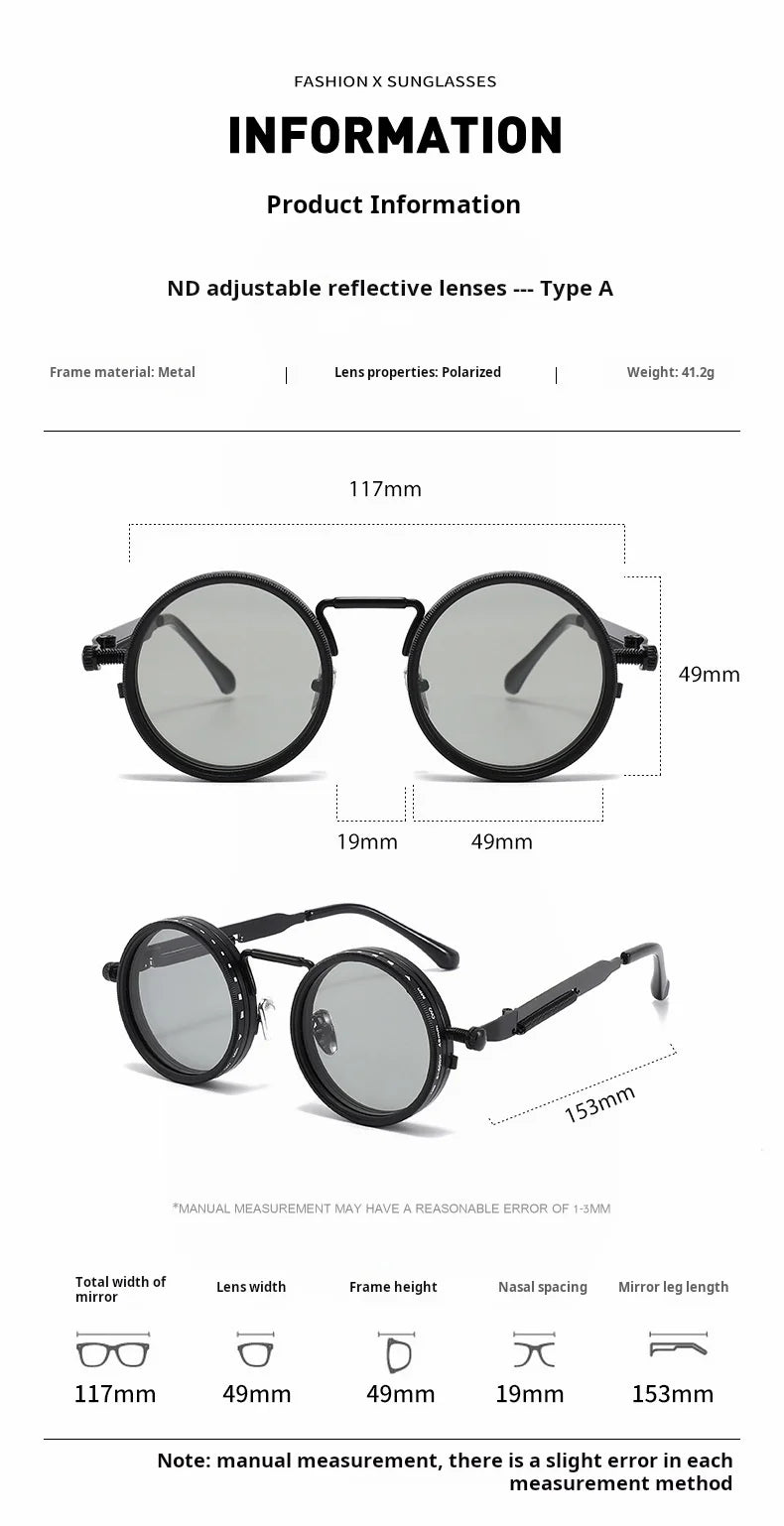 Xbora Women's Full Rim Round Alloy Adjustable Sunglasses 12001