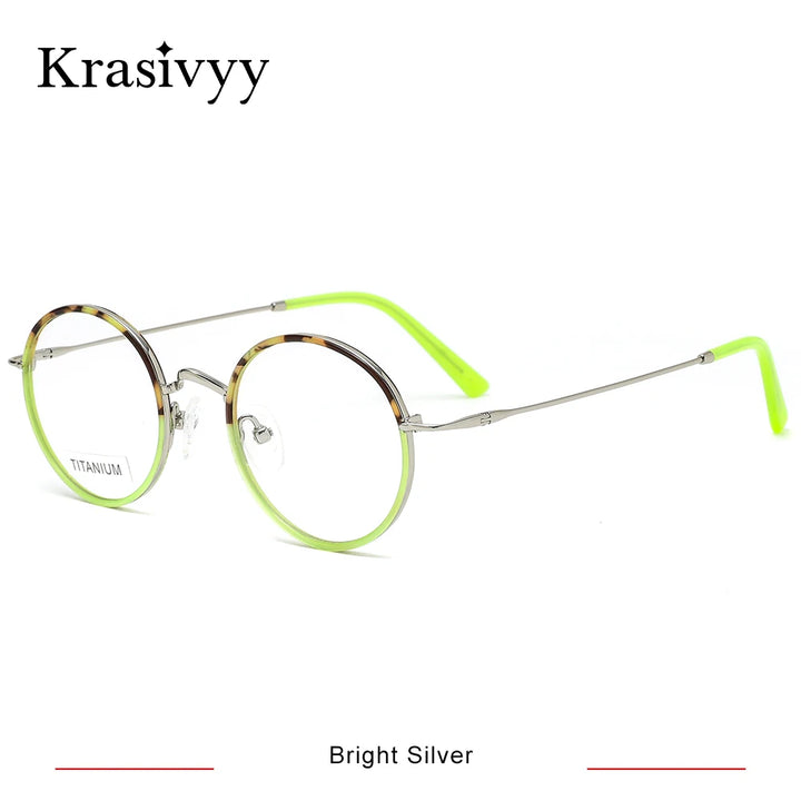 Krasivyy Women's Full Rim Round Titanium Acetate Eyeglasses 416036