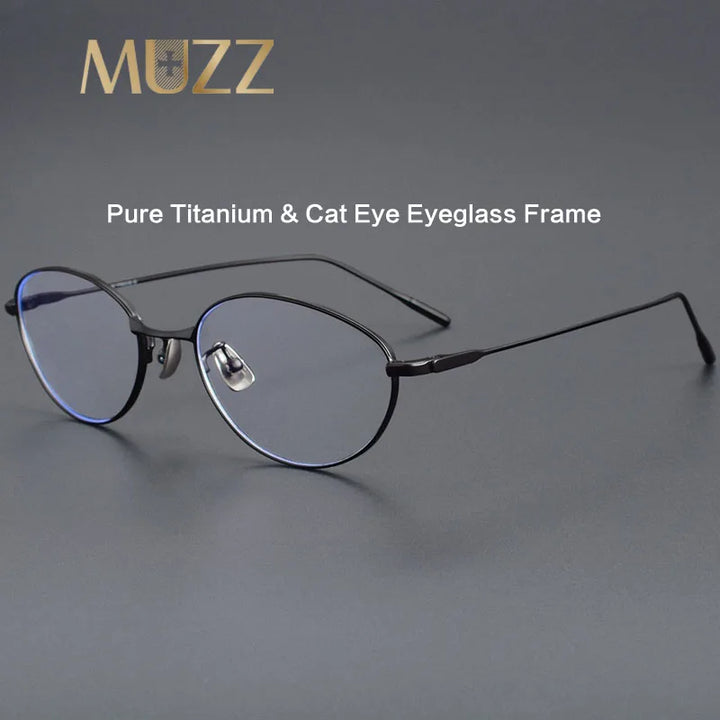 Muzz Unisex Full Rim Big Oval Cat Eye Titanium Eyeglasses 30883 Full Rim Muzz